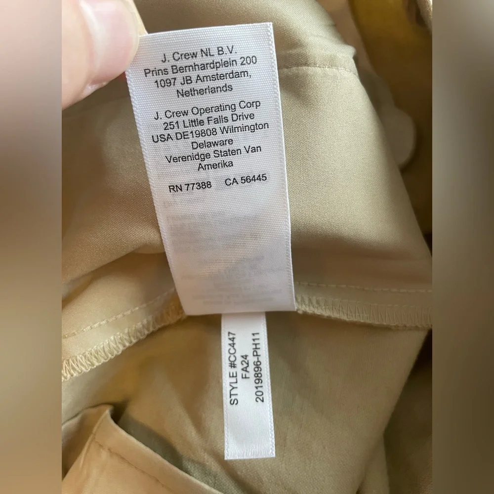 New J.Crew Women Cotton Linen Chino Tan Pants Size 4 Straight